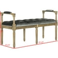 thumbnail image 6 of SAFAVIEH Raiden Velvet Rustic Oak Tufted Bench, Grey/Rustic Oak, 6 of 7