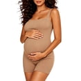 thumbnail image 2 of BFHHYA Women's Maternity Bodysuit Ribbed Square Neck Sleeveless Tank Top Stretch Shapewear Bodysuits Over the Belly for Pregnancy, 2 of 7