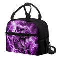thumbnail image 3 of HUIACONG Aluminum Film Material Reusable Insulated Lunch Bag for Travel Picnic, Smooth Hand Touch Washable Insulated Lunch Tote, Purple Lightning Dinosaur, 3 of 10