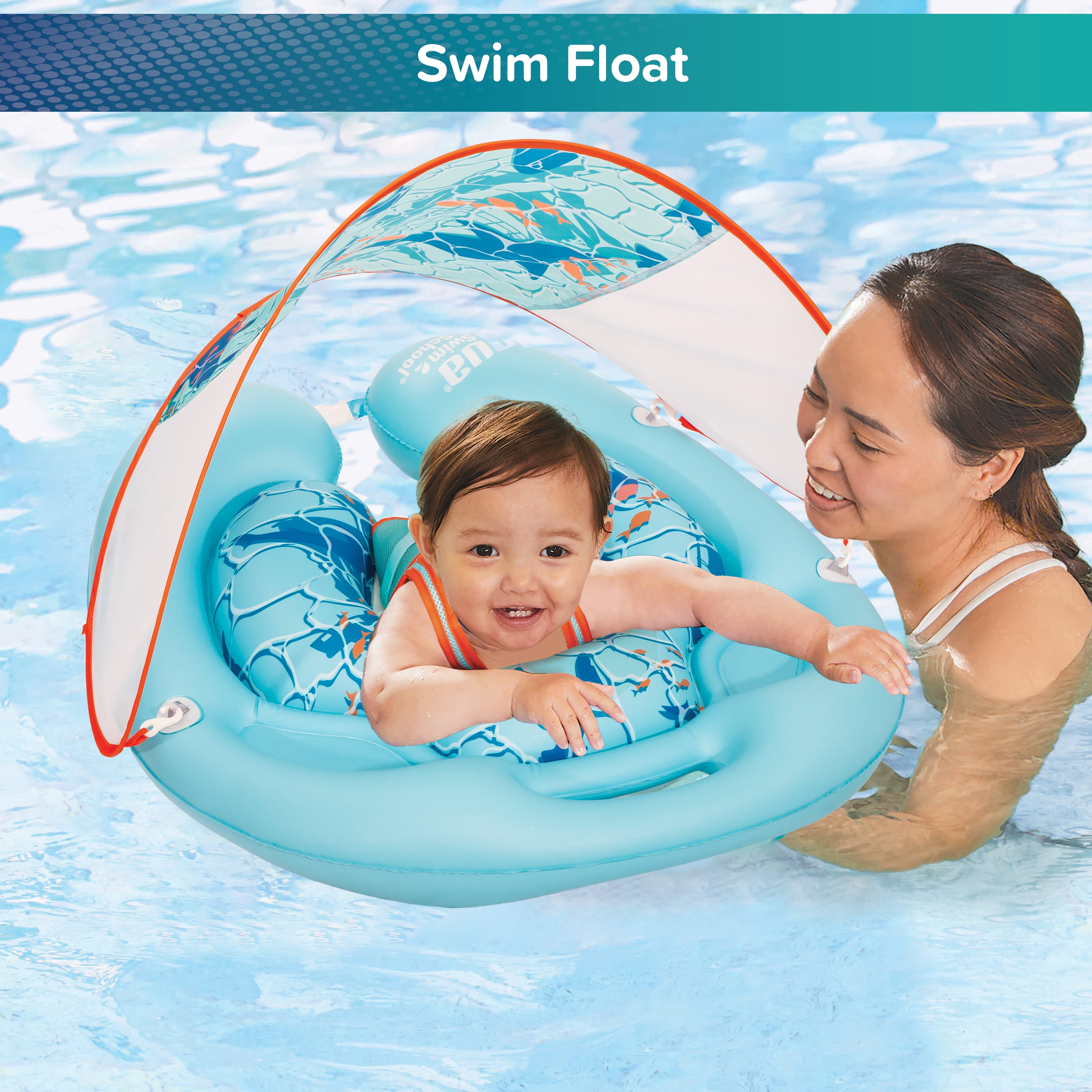 Aqua SwimSchool 2-in-1 Pool Cruiser Baby Float for Infants, 3-18 Months, Blue Shark