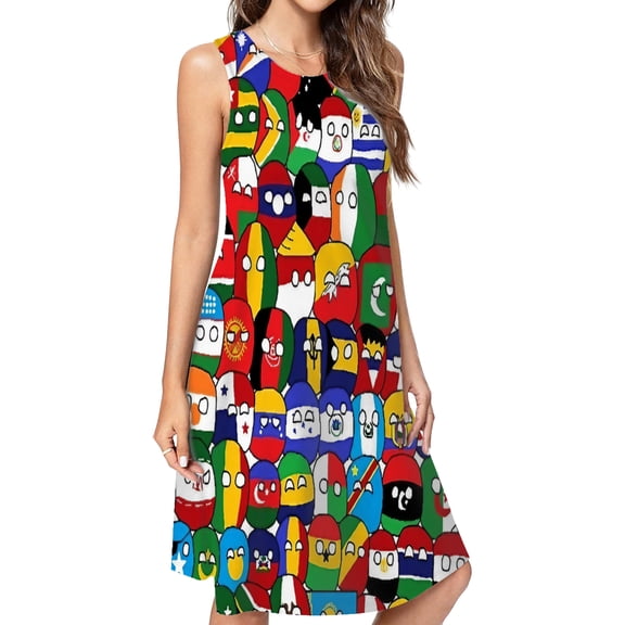 Countryball Spring Summer Dresses For Women Fashion Dress Casual Sleeveless Loose Sundress With Pockets