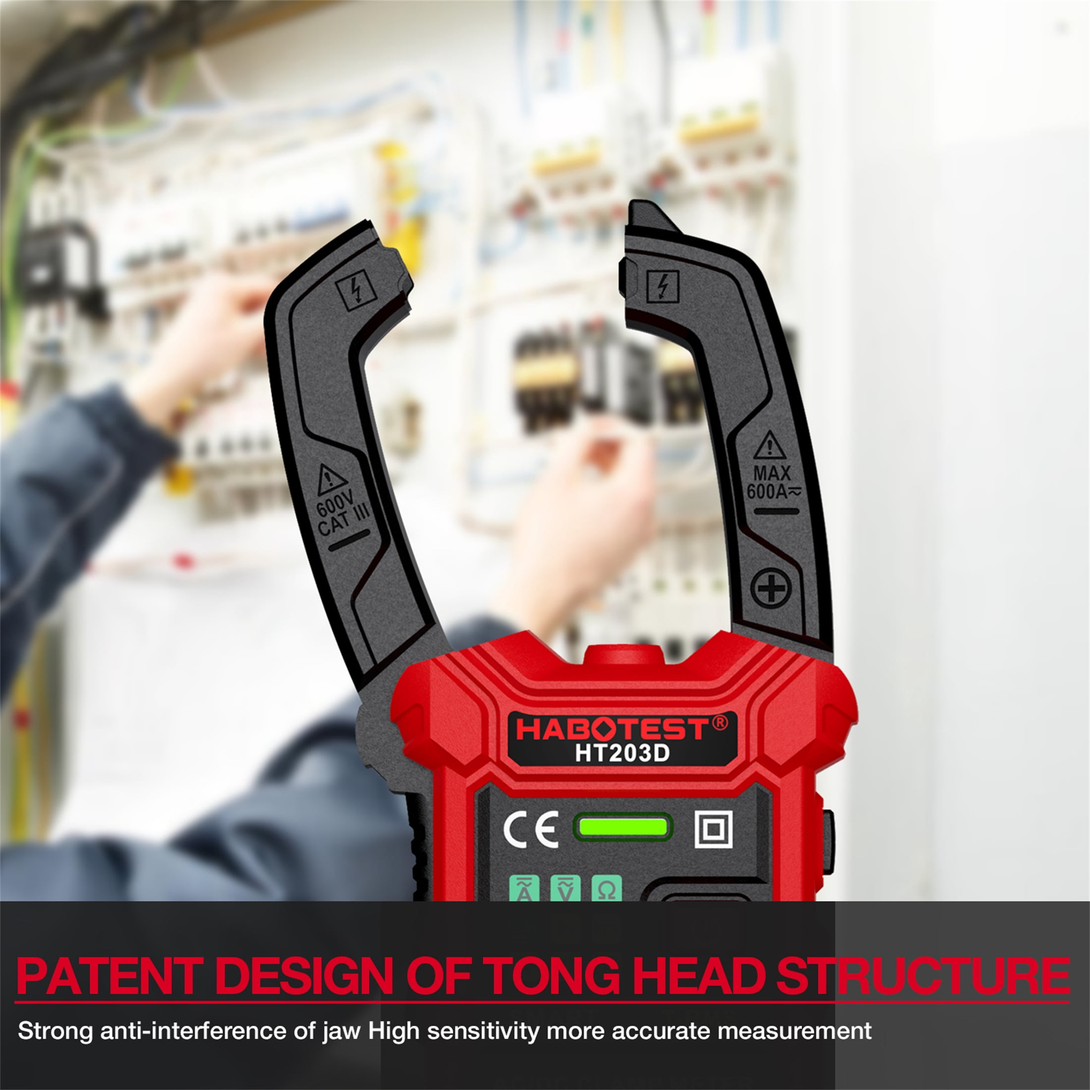 HABOTEST HT203D Digital Clamp Meter Multimeter,6000 Counts, Data Retention，Auto-ranging Amp Voltage Tester for Measuring Voltage, Current,NCV Clamp Multimeter