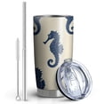 thumbnail image 2 of 20 Oz Ocean Seahorse Coffee Tumbler Double Wall Insulated Stainless Steel Water Bottle | Metal Reusable Thermoses Flask with Cup Cap | Leak & Sweat Proof with Anti-Dust Lid, 2 of 7