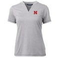 thumbnail image 2 of Women's Cutter & Buck Heather Gray Nebraska Huskers Forge Blade V-Neck Top, 2 of 3