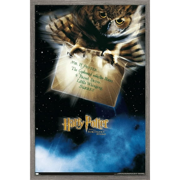 Harry Potter and the Sorcerer's Stone - Owl One Sheet Wall Poster, 22.375" x 34", Framed
