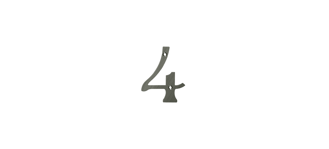 Deltana RN4-4U15A 4" Numbers, Solid Brass in Antique Nickel