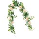 thumbnail image 2 of Guirnalda de hojas artificiales, enredadera decorativa, follaje sintético con flores, tira de 180 cm para Navidad, boda y decoración del hogar, 2 of 2