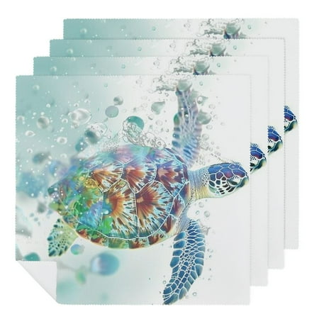 

FACANNAP Turtle Bubbles Water Cloth Napkins Hotel Home Banquet Decoration Washable Napkins for Farmhouse Party Dining Table Decor 6 PCS