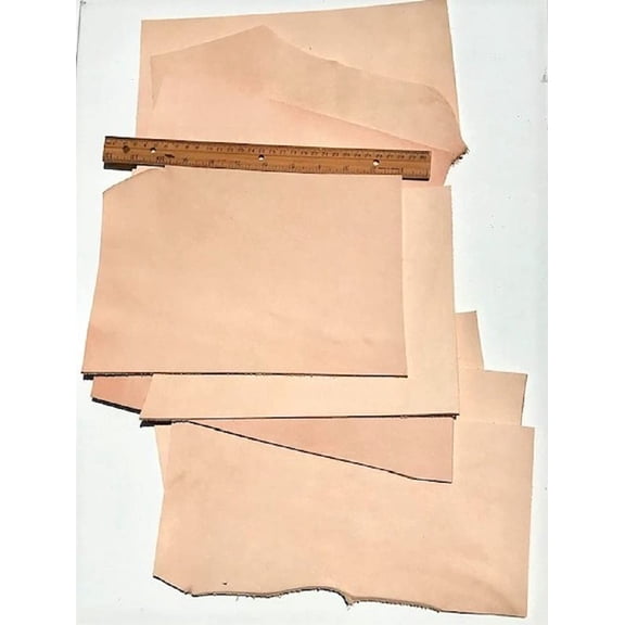 Veg Tan Leather Topgrain Craft Pieces 3 lbs Large Size Scrap, Shapes