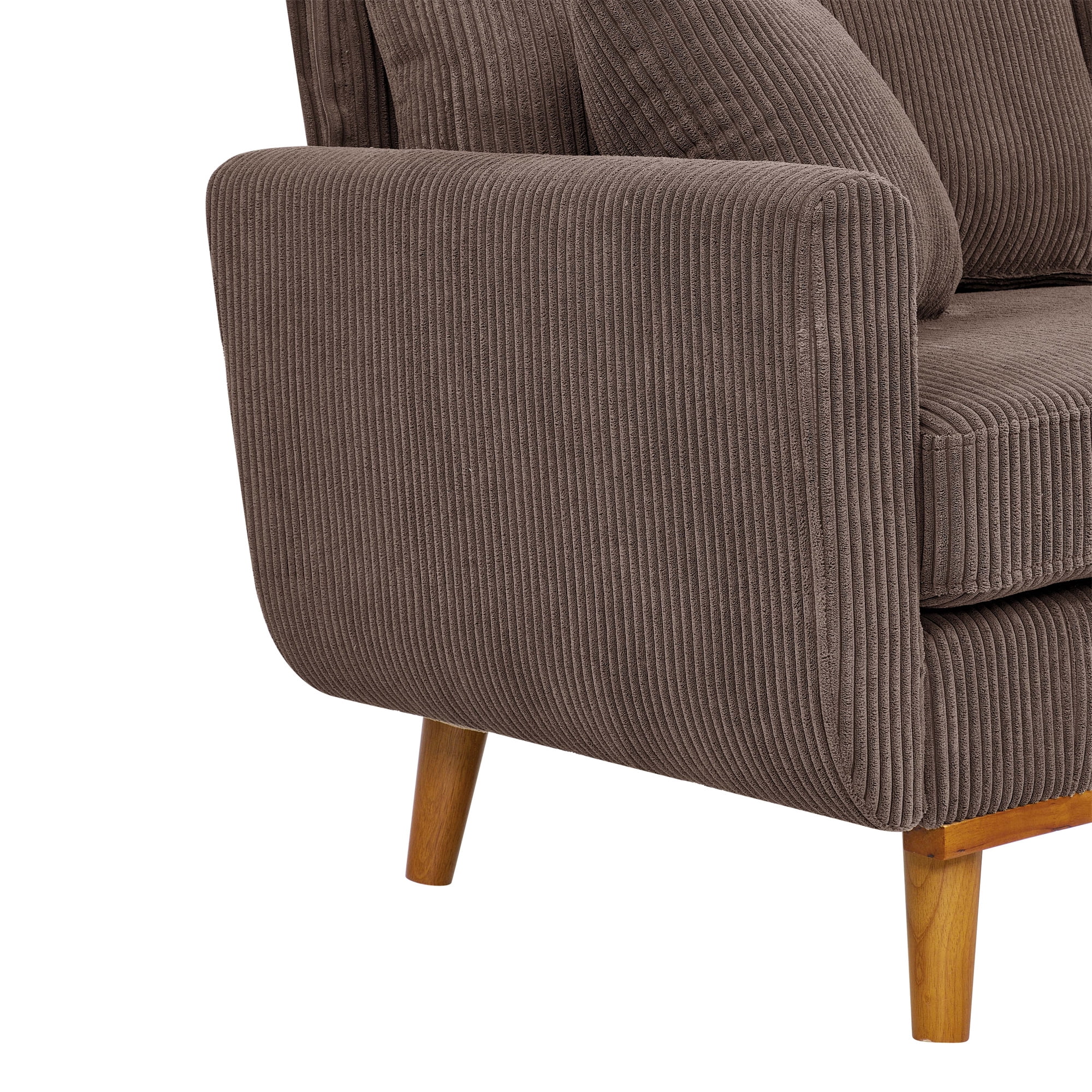 Aukfa Deep Seat Sofa Couch 65" Loveseat w/ 2 Pillows for Living Room Bedroom, Corduroy, Brown