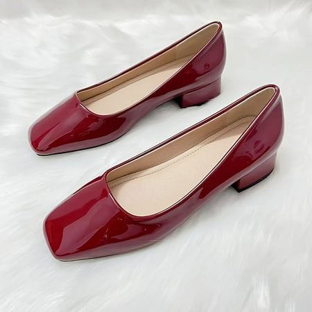 

Women s Solid Color Chunky Heels Elegant Square Toe Dress Women s Slip On Heels