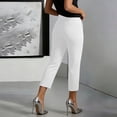 thumbnail image 7 of ClodeEU Women's High Waist Stretch Capri Pants,Slim Fit Solid Color Cropped Pants with Pockets White,Women's Plus XXL, 7 of 7