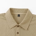 thumbnail image 5 of GrmtClth Men's Casual Diamond Pattern Polo Shirt Dual Pocket Short Sleeve Button Placket Top Khaki M, 5 of 6