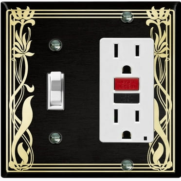 Metal Light Switch Plate Cover Elegant Victorian Floral Vine Frame Black FRA085