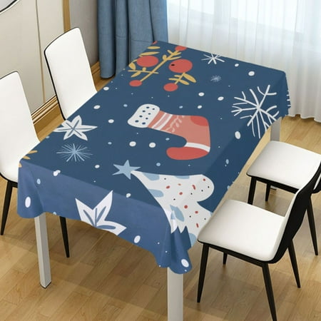

ALAZA Christmas Trees Snowflakes Socks Rectangle Tablecloth Tablecover Dinning Table Cloth 60 x108