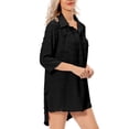 thumbnail image 3 of Spencer Women Swimsuit Cover Up Shirt Bikini Beach Coverup Beachwear Bathing Suit Chiffon Beach Dress "S, Black", 3 of 9
