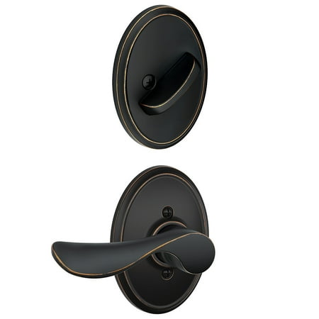 Handed Champagne Interior Pack - Schlage F94-CHP-WKF-RH Champagne Right Handed Dummy Interior Pack with Deadbolt Cover Plate and Decorative Wakefield Trim