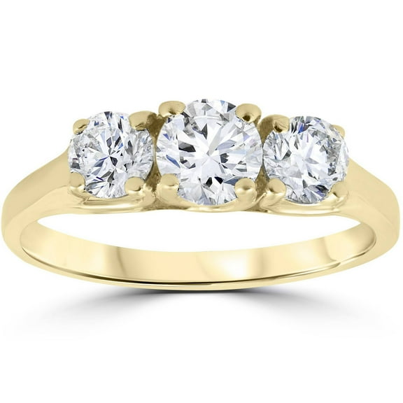 Pompeii 1 Ct Three Stone Lab Grown Diamond Engagement Ring 14k Yellow Gold