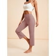 thumbnail image 5 of Demotime Women's Yoga Capris Pants High Waist Leggings Athletic Workout Casual Pants Pink S, 5 of 6