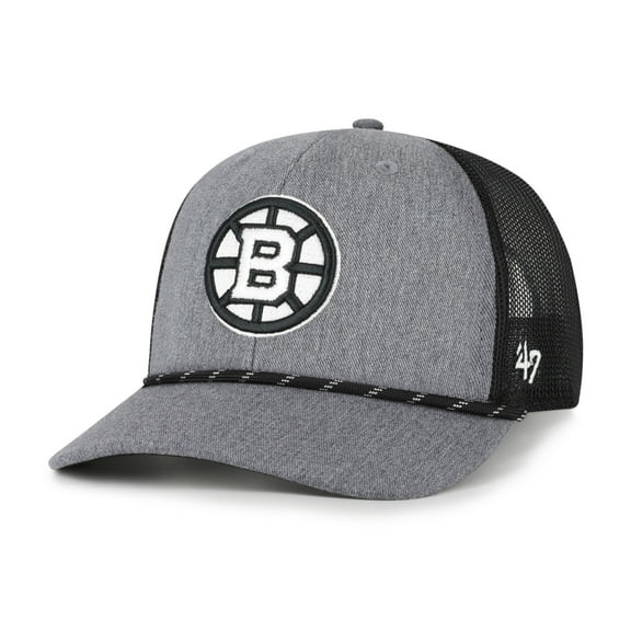 Men's '47  Gray Boston Bruins Carbon Rope Trucker Adjustable Hat
