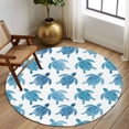 thumbnail image 2 of Round Rugs 7Ft, Blue Coastal Turtle Round Area Rug Washable Indoor Throw Carpet, Ocean Beach Nautical Marine Life Large Non Slip Circle Rug for Dining Room Playroom Home Decor Aesthetic, 2 of 8