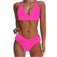 thumbnail image 4 of UTSJKR 2 Piece Swimsuit for Women Drawstring Tummy Control Swim Suits Color Block Full Coverage Bathing Suits Swimwear Hot Pink M, 4 of 8