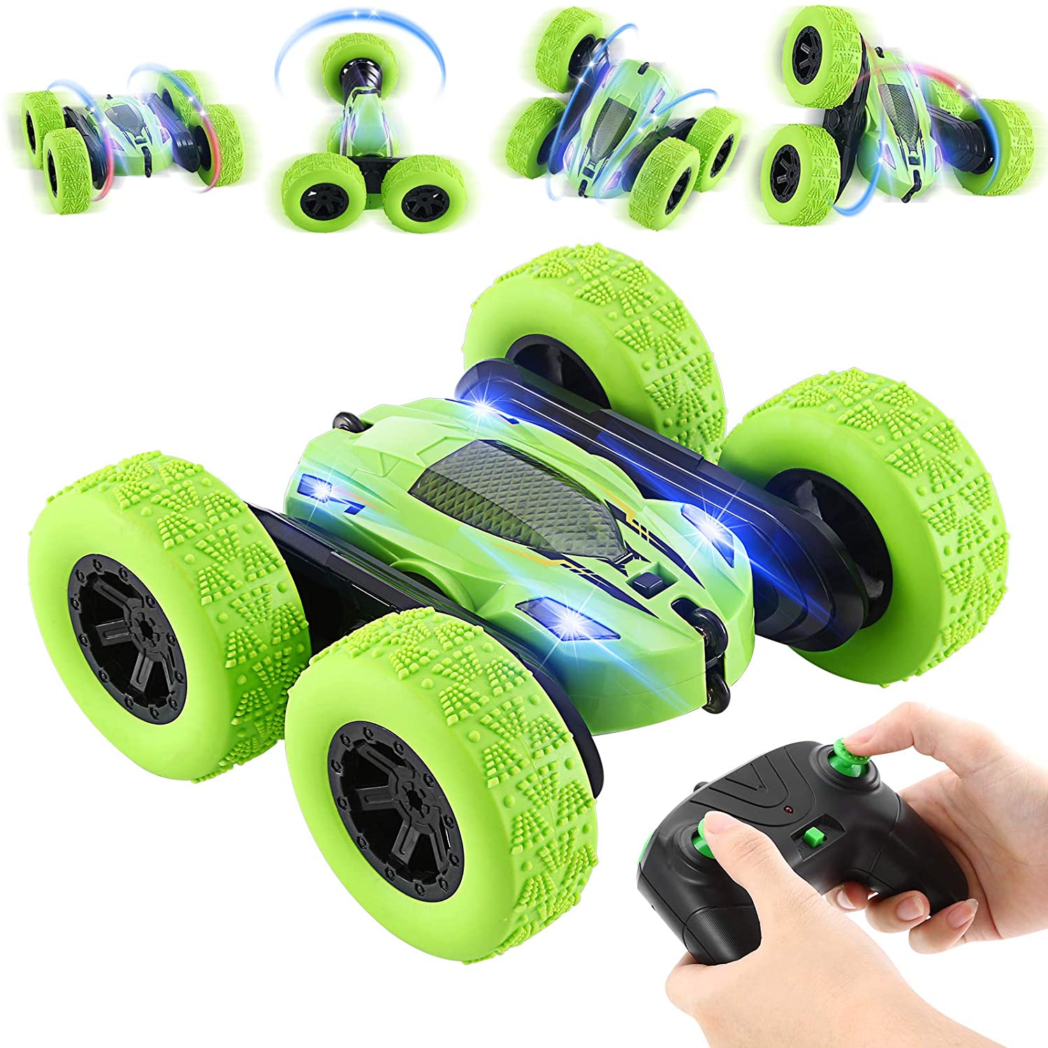 Details about / Remote Control Car RC Cars Stunt Car Toy 4WD 2.4Ghz Double Sided 360° Green