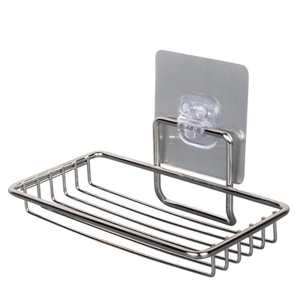 Escurridor de jabón de acero inoxidable sin perforaciones, soporte para bandeja de jabón, caja de almacenamiento para plato de jabón, contenedor para plato de ducha de baño