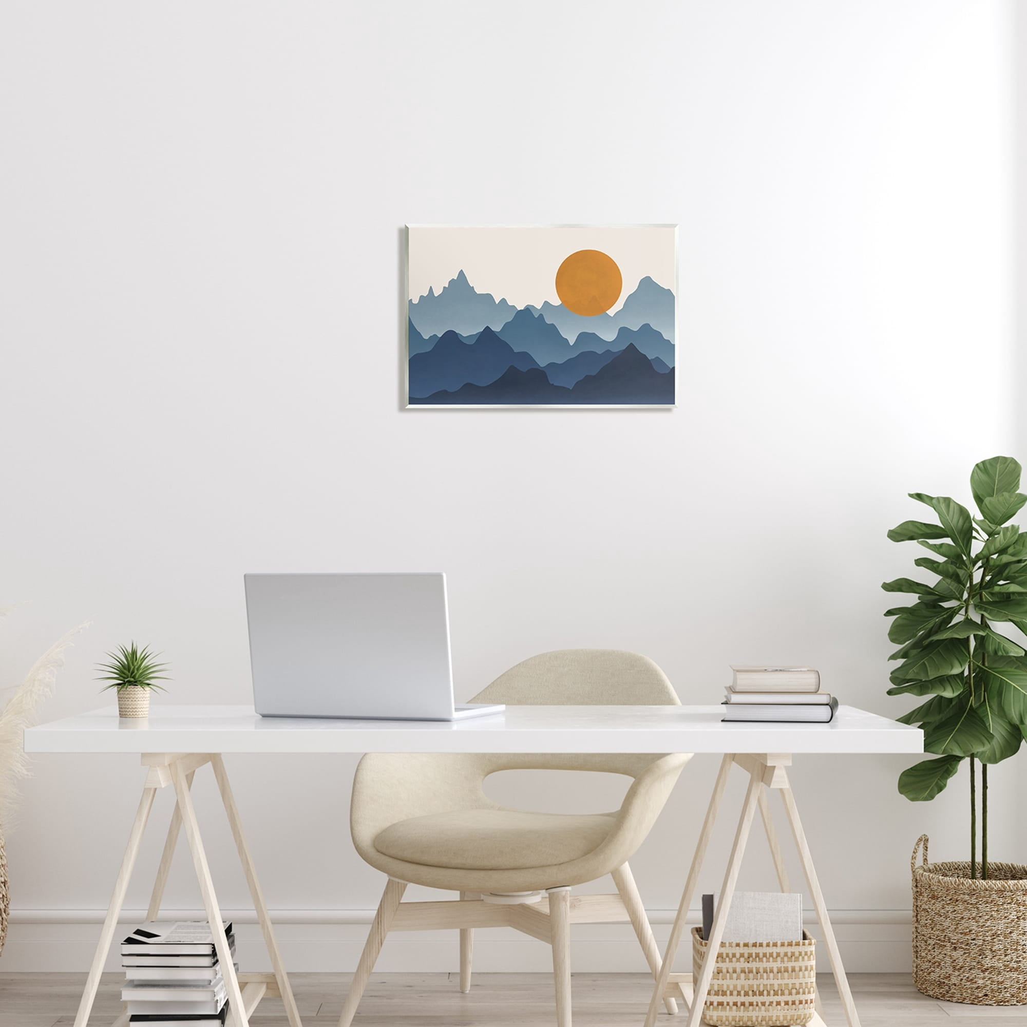 Stupell Industries Rising Sun Jagged Layered Mountain Range Peaks Graphic Art Unframed Art Print Wall Art, Design by JJ Design House LLC