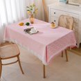 thumbnail image 1 of Rectangle Tablecloth, Washable Cotton Linen Table Cloth Wrinkle Free Tassel Decoration for Outdoor Coffee Table, Kitchen, Dining, Tabletop Decoration (Pink,130*180cm), 1 of 5