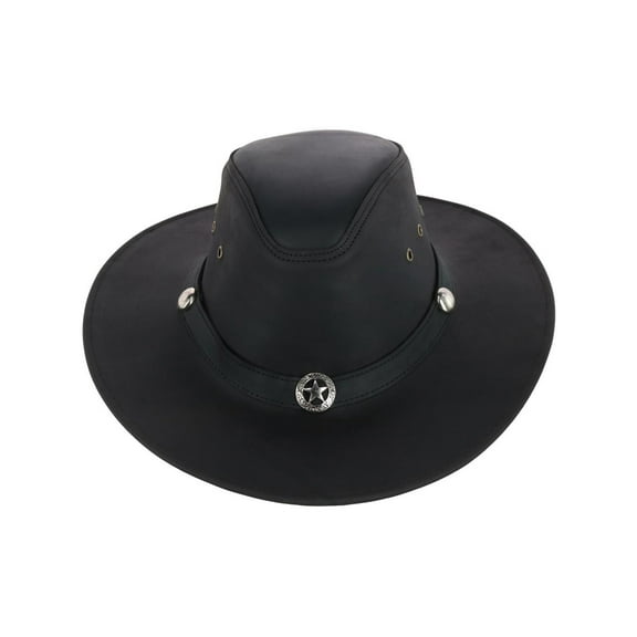 CTM Leather Western Hat with Star Concho Hatband (Men)
