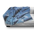 thumbnail image 3 of Zeppelin Soft Flannel Fleece Throw Blanket, Many Fleet Airships Flying in the Sky Aviation Flight Invasion Air Picture Print, Cozy Plush for Indoor and Outdoor Use, 50" x 70", Pale Blue, by Ambesonne, 3 of 6