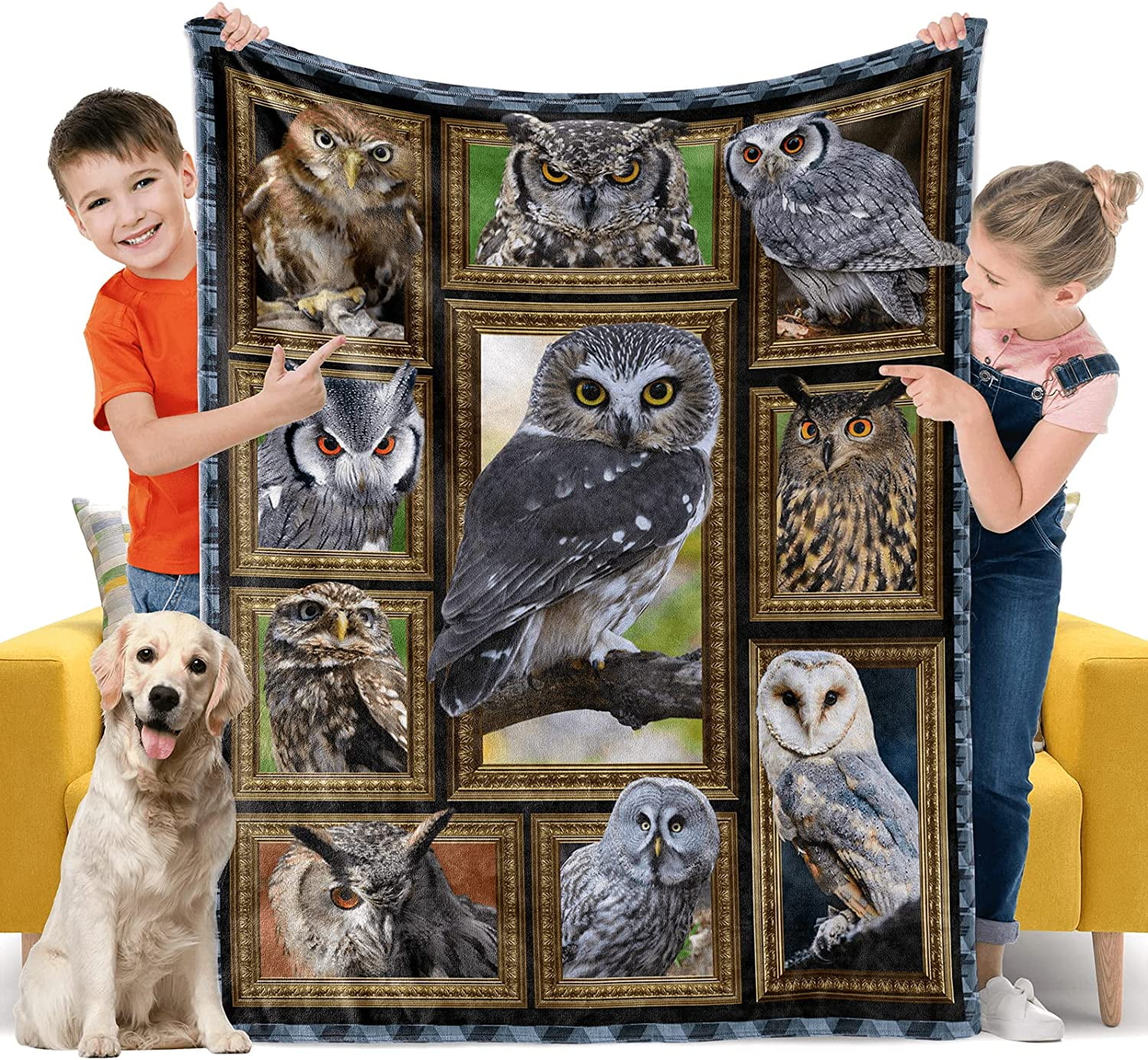 Owls Gifts Blanket for Kids, Soft Cozy Warm Flannel Throw Blanket for Boys Girls Teens, Toddler