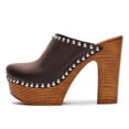 thumbnail image 2 of YDN Women Chunky Platform Round Toe Clogs Mules Rivets Studs Slip On Cork High Heels Slides Sandals Dressy Prom Daily Shoes Size 9.5 Brown, 2 of 4