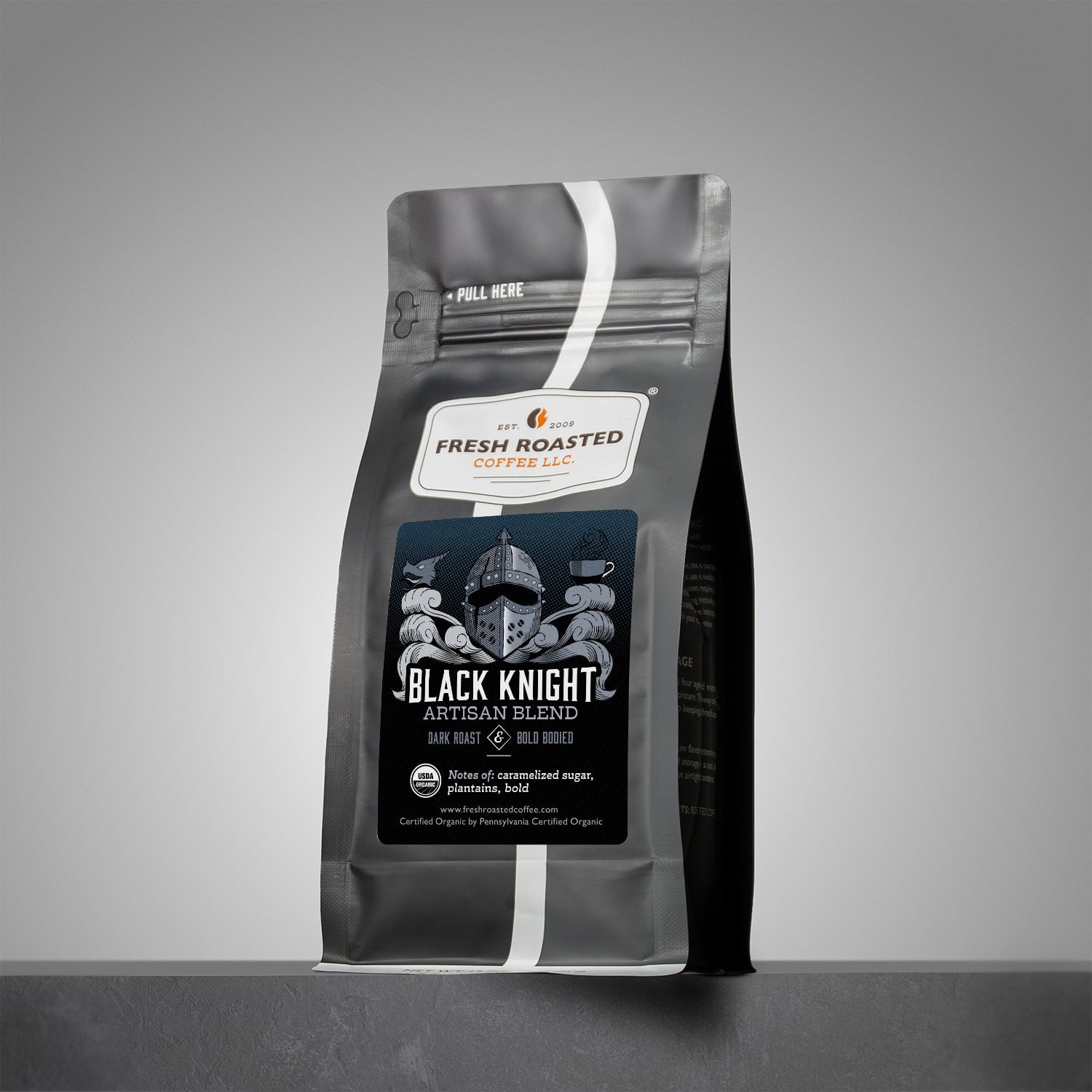 Fresh Roasted Coffee, Organic Black Knight Blend Coffee, Dark Roast, Whole Bean, 80 oz 5 lbs