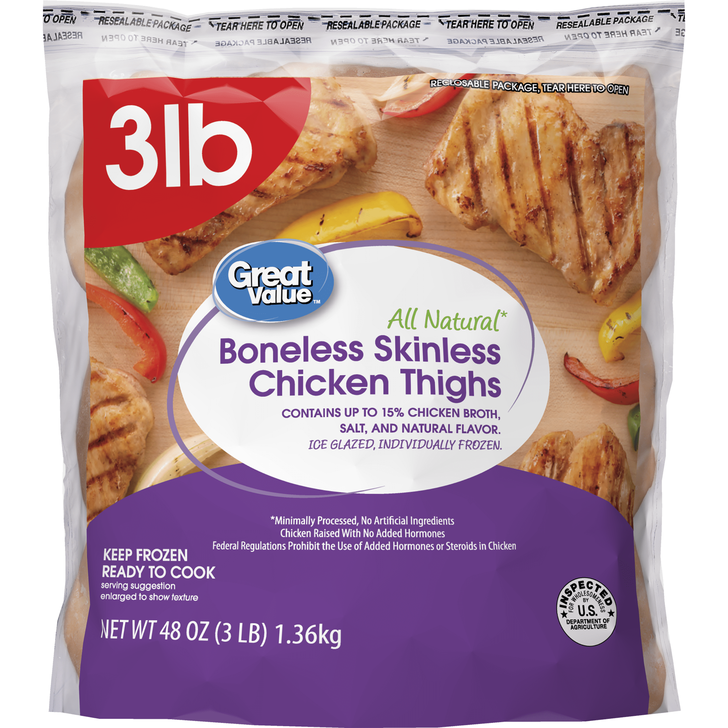 Great Value Boneless Skinless Chicken Thighs, 3 lb. (Frozen) - Walmart ...