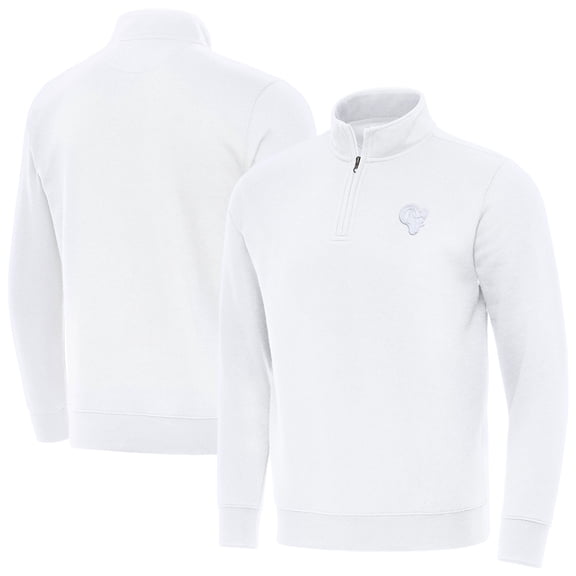 Men's Antigua White Los Angeles Rams Victory Quarter-Zip Top