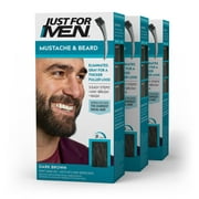 Just For Men Mustache & Beard Coloring for Gray Hair, M-45 Dark Brown, (Pack of 3)