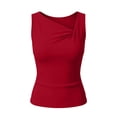 thumbnail image 6 of Admvng Tank Top for Women Asymmetrical V Neck Ruched Sleeveless Stretch Basic Knit Layering Camisole Blouse, 6 of 6