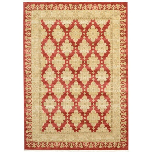 Unique Loom Edinburgh French Floral Design Rug 7' x 10' Rectangle Red/Beige