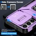 thumbnail image 3 of Dteck for Samsung Galaxy S24 Case with Slide Camera Cover,Magnetic Rotated Kickstand Rubber Case Hard PC Camera Protection Military Grade Shockproof Heavy Duty Protective Cover,Purple, 3 of 8