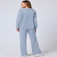 thumbnail image 5 of LYMAYTER S-2XL Women ‌Long Sleeve Sets V-Neck Sweatshirt Wide-Leg Joggers Sets Casual Cozy Outfit, 5 of 9