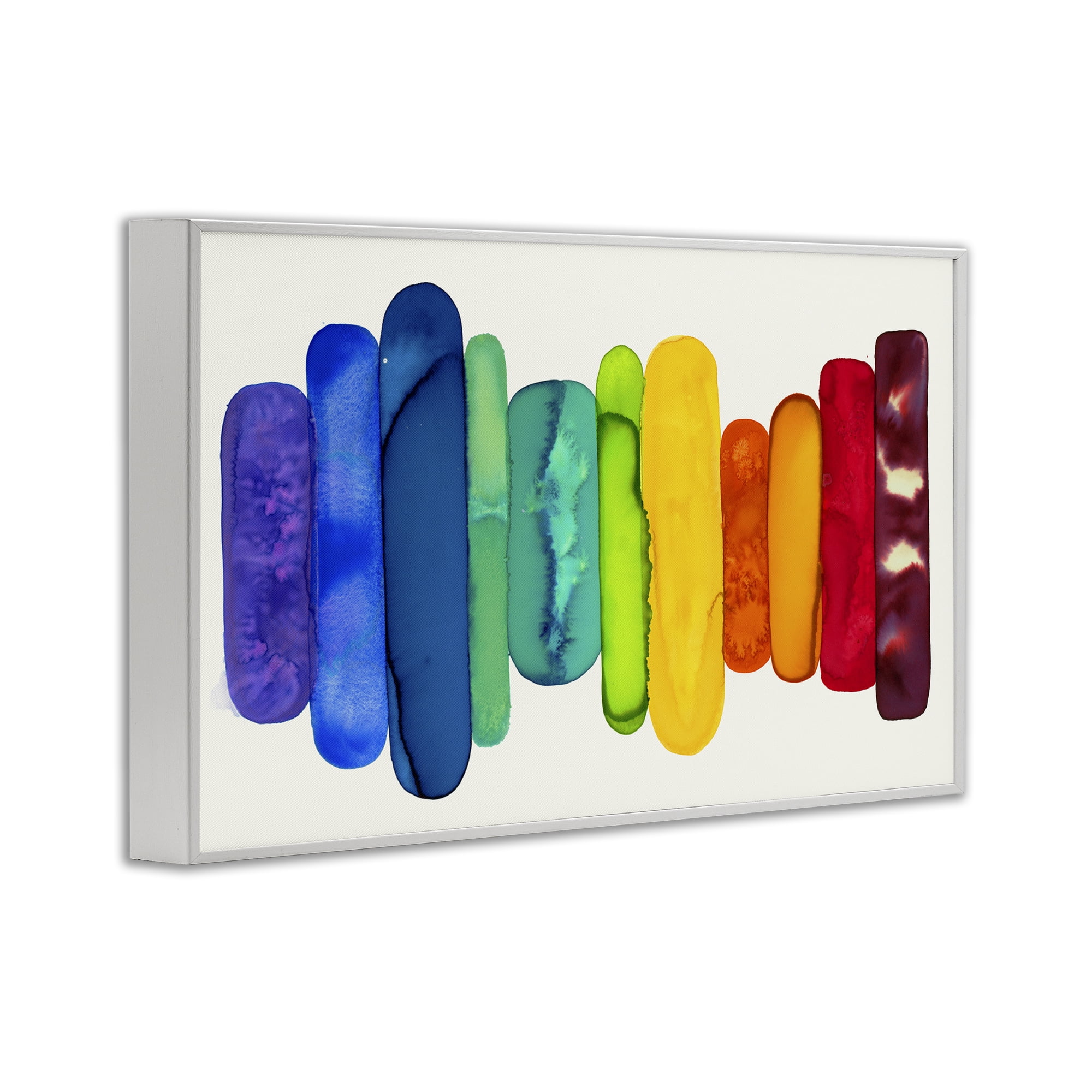 Stupell Industries Rainbow Ombre Shapes Abstract Painting White Framed Art Print Wall Art, 24 x 16
