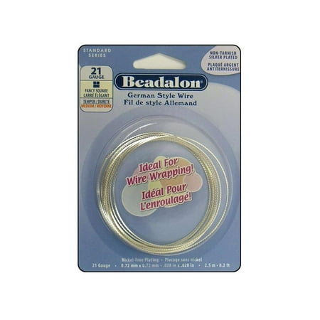 Beadalon German Style Wire Sq F 21ga Slv Plt 2.5M