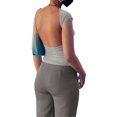 thumbnail image 2 of Gustave Women Backless T-Shirt Summer Y2k Tops Sexy Slim Fit Open Back Crop Top Fashion Going Out Cap Sleeve Blouse "Gray, L", 2 of 8