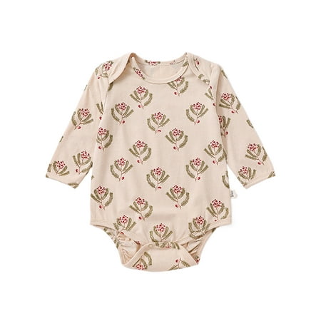 

Haite Boys Pajamas Set 2 Pieces Nightgown Long Sleeve Sleepwear Party Nightwear Pjs Crew Neck Flower Branches Bodysuit Set 90