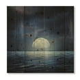 thumbnail image 3 of Designart 'Super Moon Over The Blue Sea' Nautical & Coastal Print on Natural Pine Wood, 3 of 5