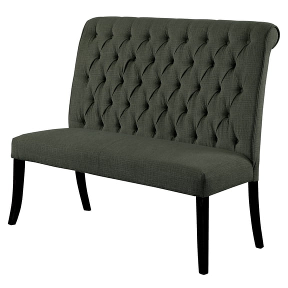 Furniture of America Kabini Contemporary Button Tufted Dining Bench in Gray Fabric