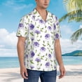 thumbnail image 5 of Haiem Purple Chicory Printed Hawaiian Shirt for Men - Men’s Casual Beach Summer Shirts - Stretch Fabric with Modern Fit-Small, 5 of 9