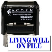 Self-Inking Living Will On File Stamp with Brown Ink